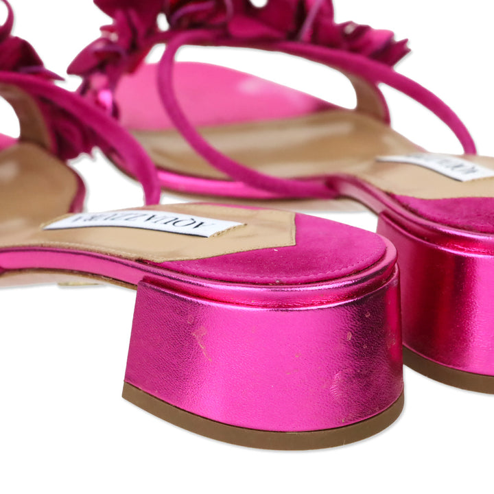 Aquazzura Metallic Fuchsia Nappa Lame Bougainmillea 30mm Slide