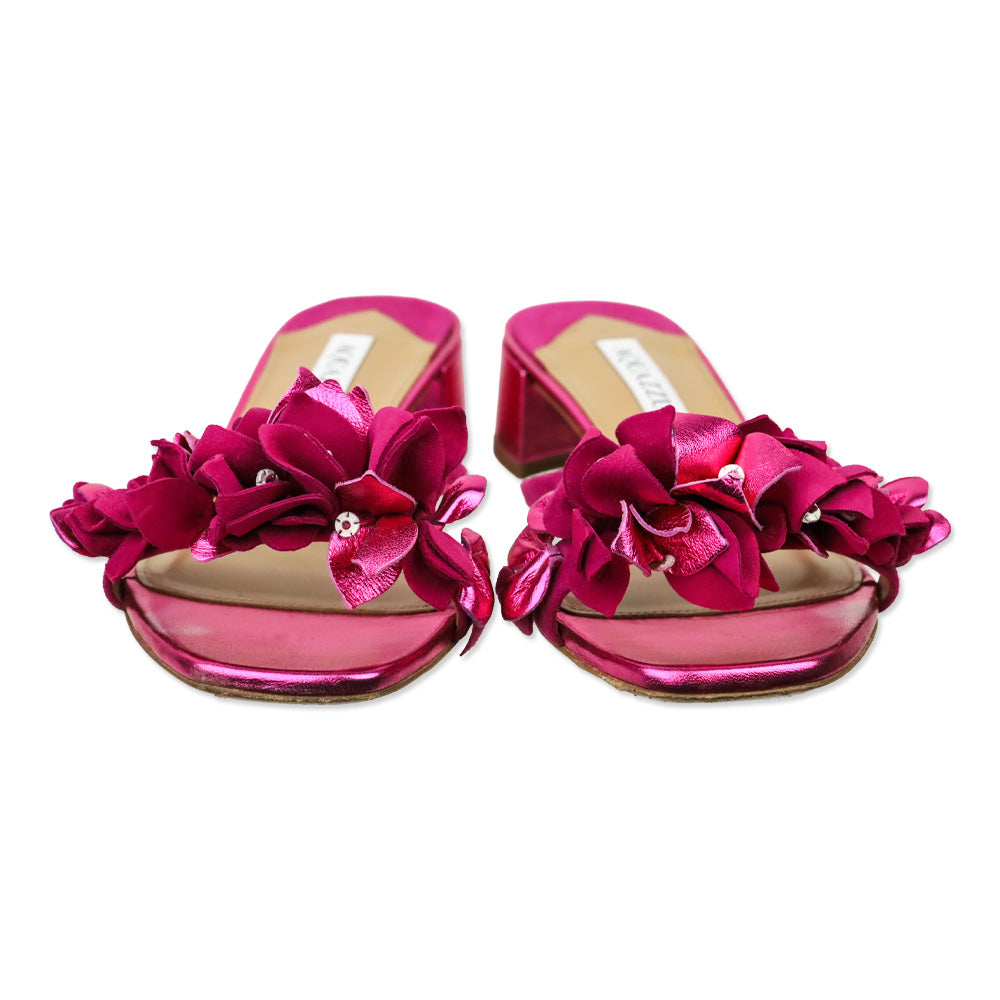 Aquazzura Metallic Fuchsia Nappa Lame Bougainmillea 30mm Slide
