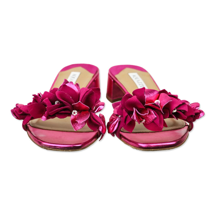 Aquazzura Metallic Fuchsia Nappa Lame Bougainmillea 30mm Slide