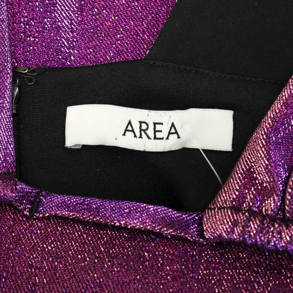 Area Metallic Purple Lamé Sleeveless Dress