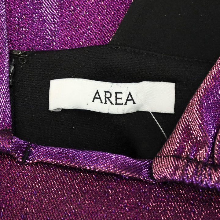 Area Metallic Purple Lamé Sleeveless Dress