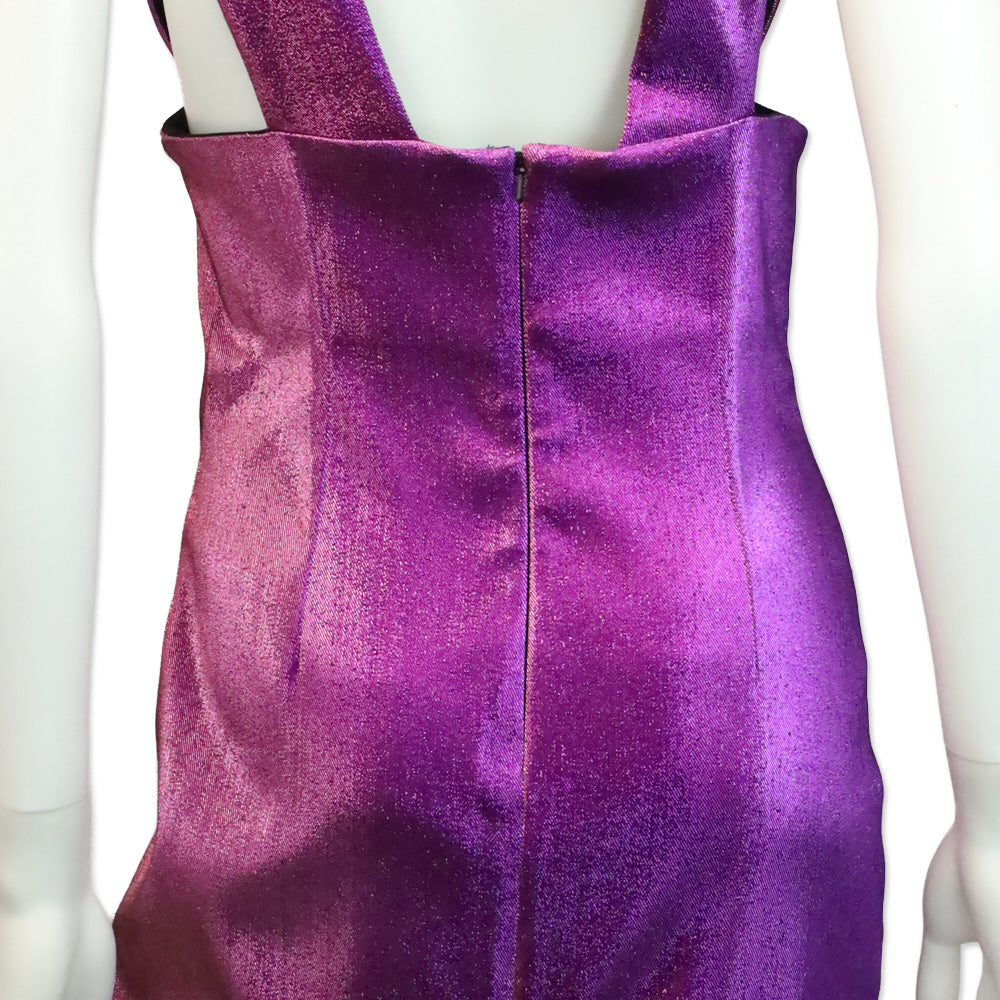 Area Metallic Purple Lamé Sleeveless Dress