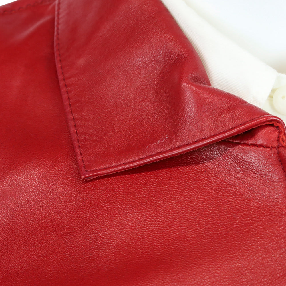 Armani Collezioni Red Lambskin Leather Peplum Jacket