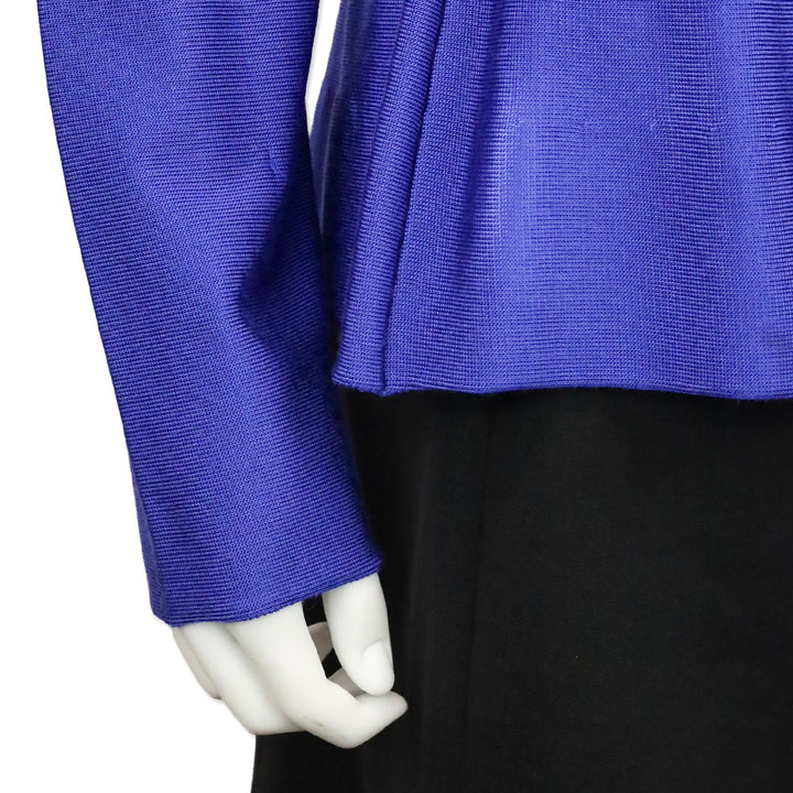 Armani Collezioni Royal Blue Knit Peplum Zip Up Jacket