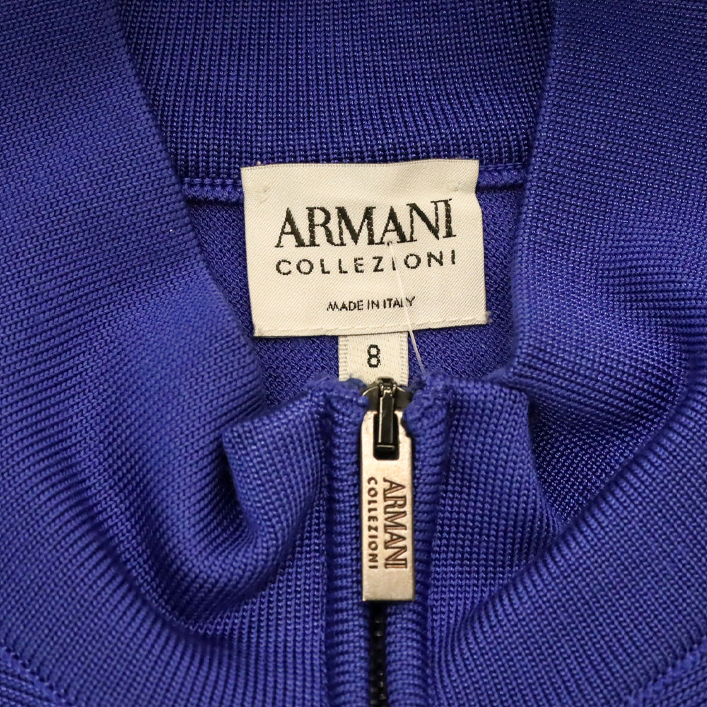Armani Collezioni Royal Blue Knit Peplum Zip Up Jacket