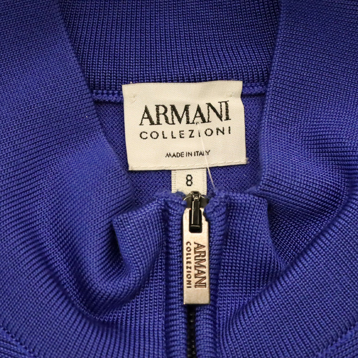Armani Collezioni Royal Blue Knit Peplum Zip Up Jacket