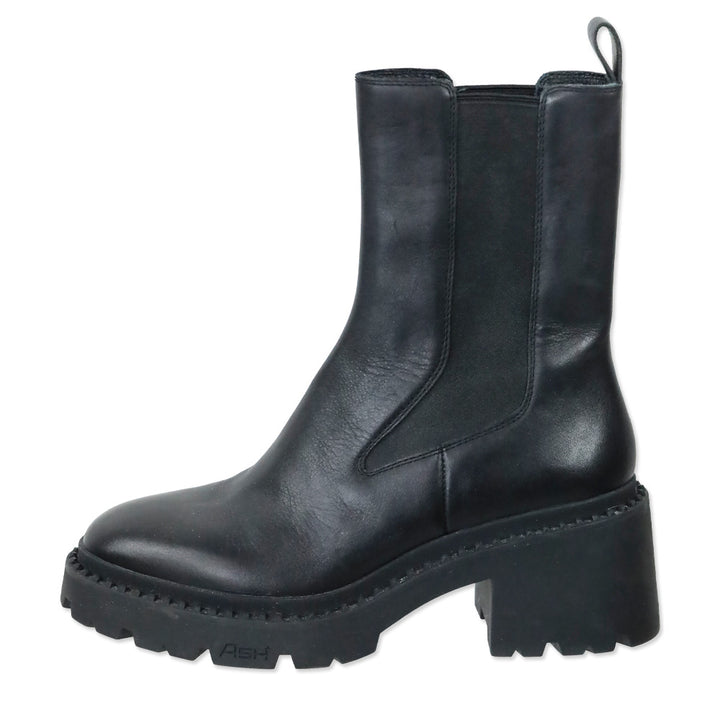 Ash Nile Black Leather Platform Chelsea Boot