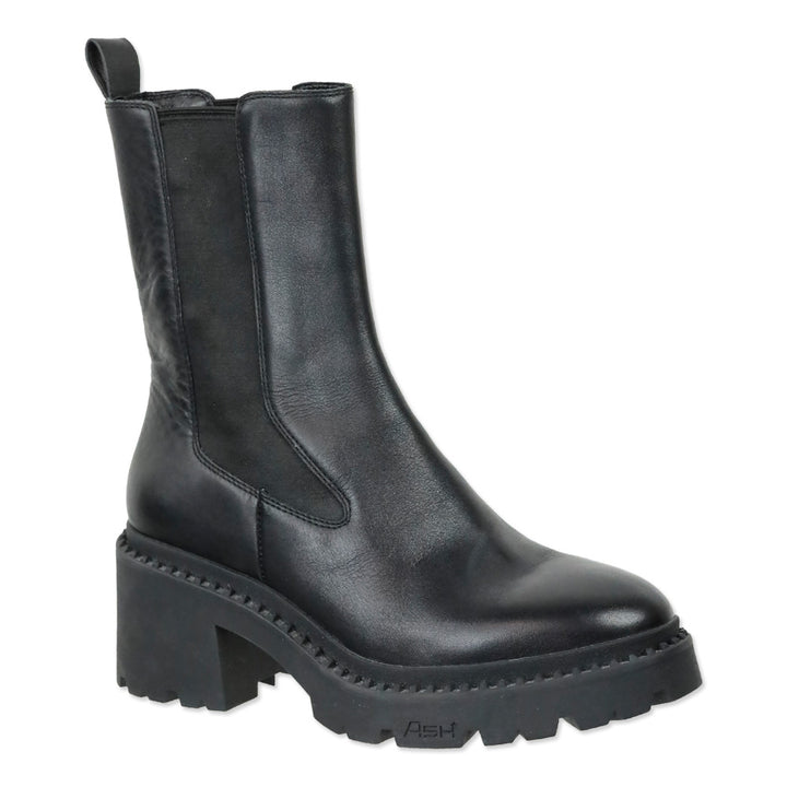 Ash Nile Black Leather Platform Chelsea Boot