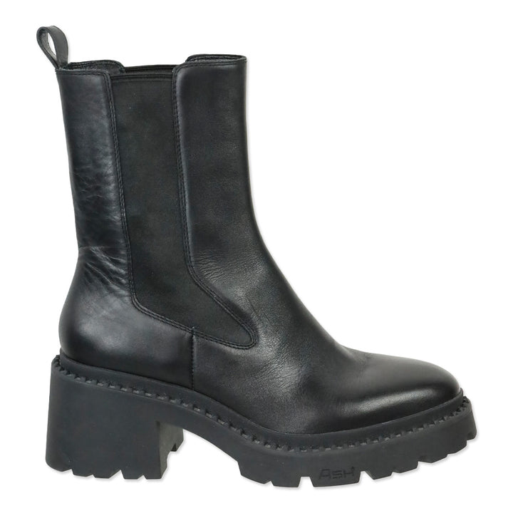 Ash Nile Black Leather Platform Chelsea Boot