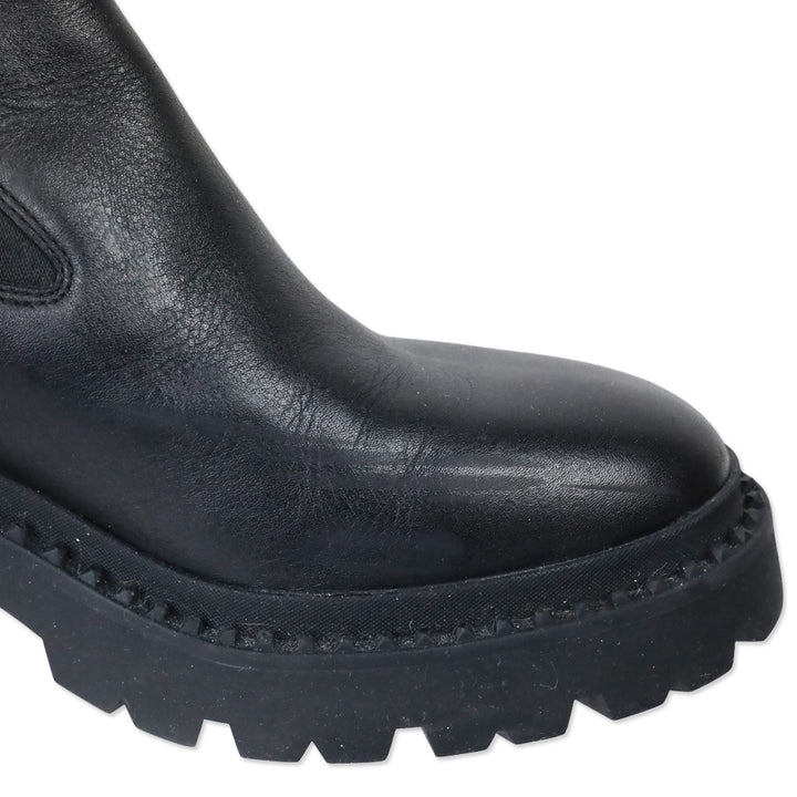 Ash Nile Black Leather Platform Chelsea Boot