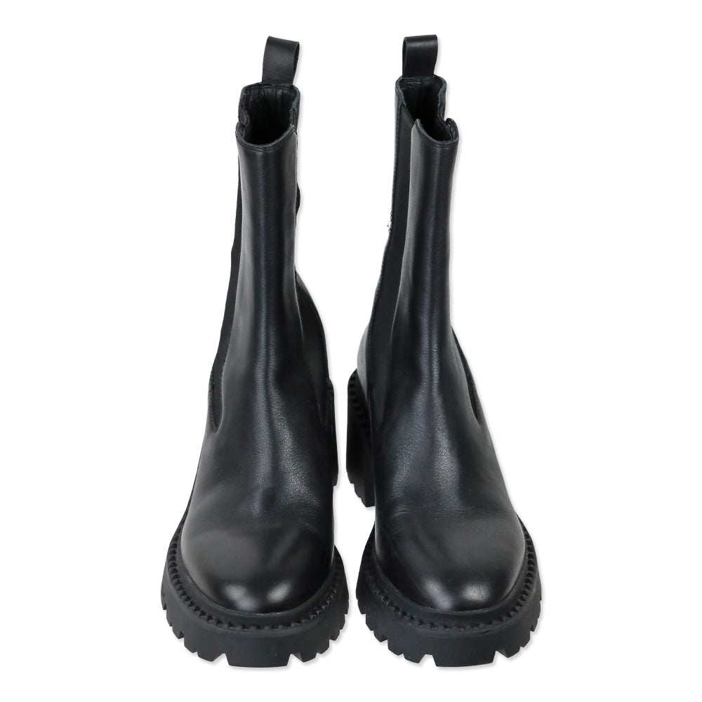 Ash Nile Black Leather Platform Chelsea Boot
