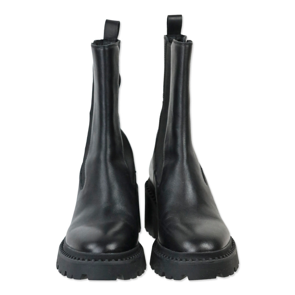 Ash Nile Black Leather Platform Chelsea Boot