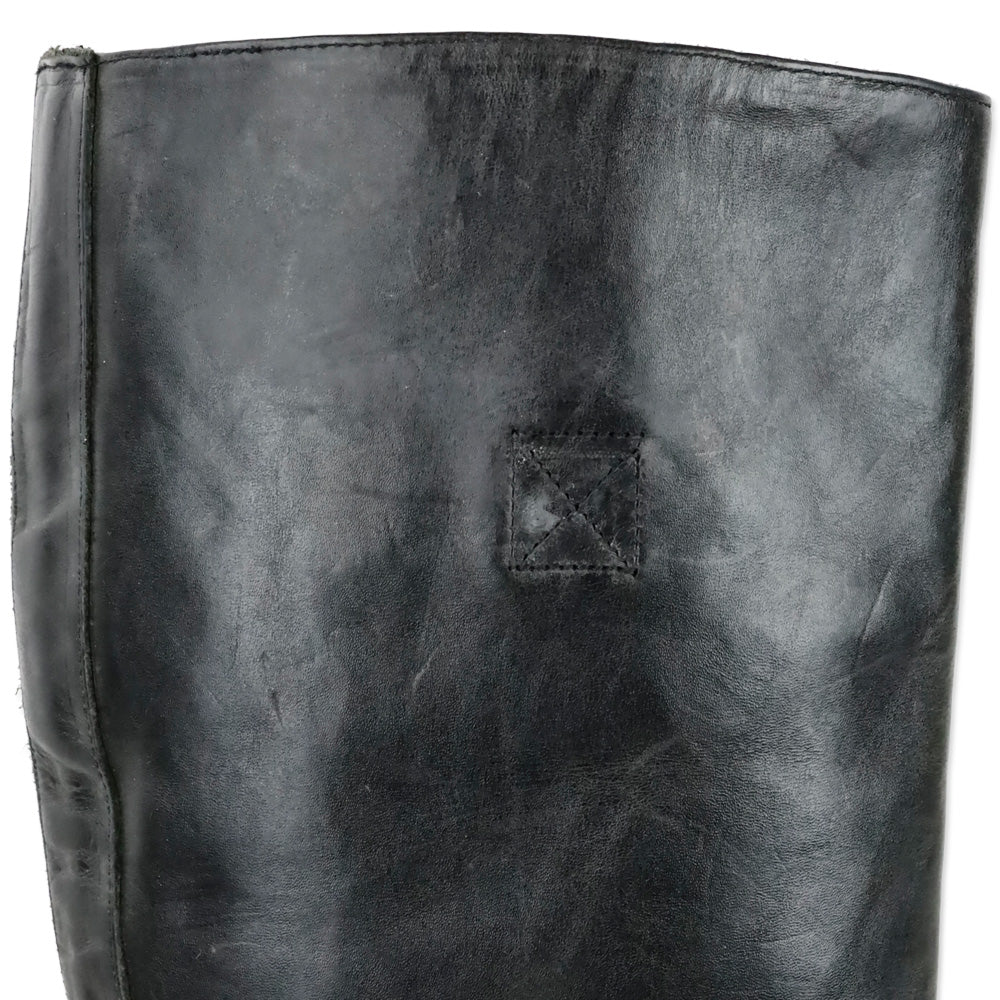Ash Vamos Black Leather Studded Knee-High Riding Boots