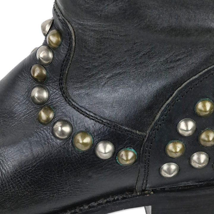 Ash Vamos Black Leather Studded Knee-High Riding Boots