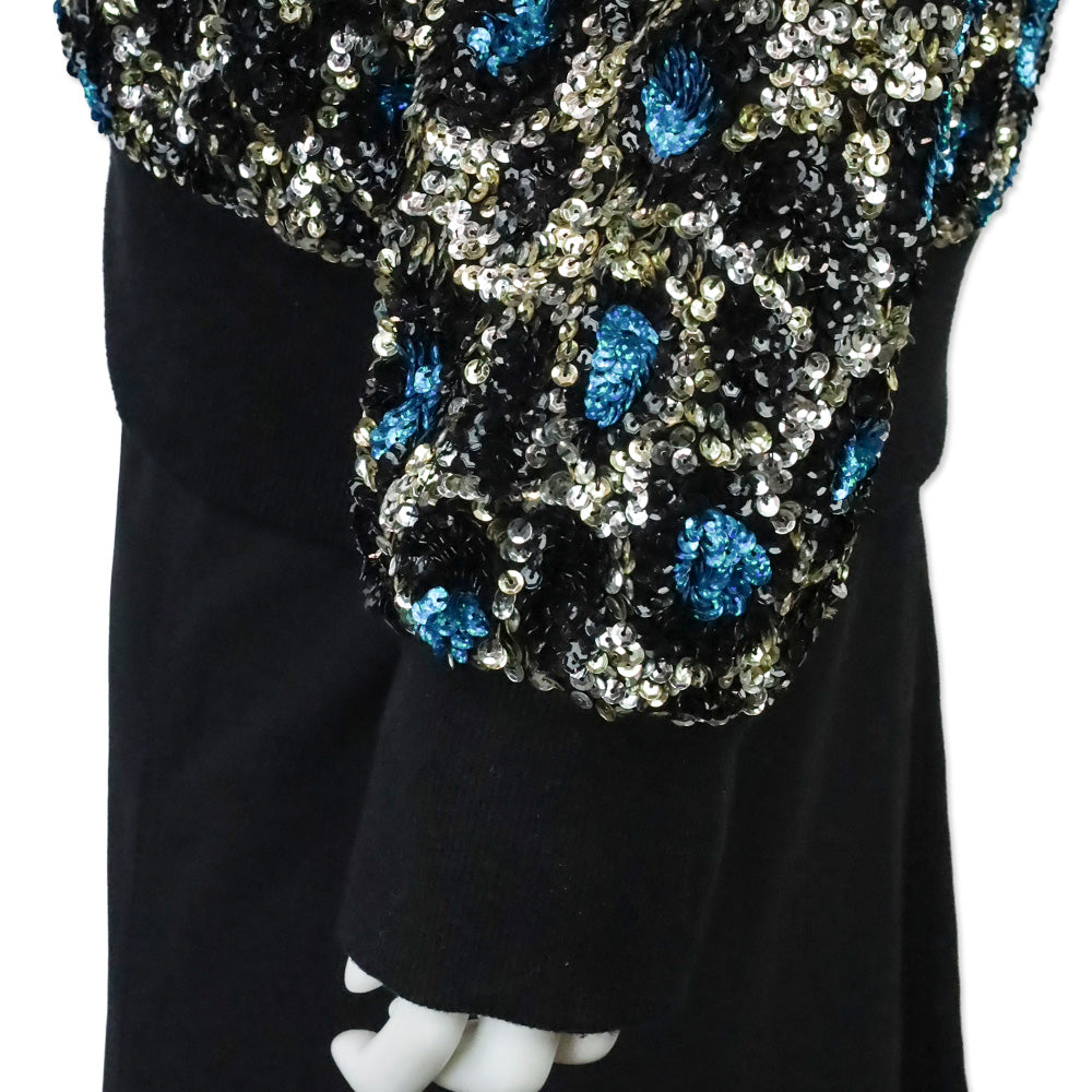Ashish Blue Leopard Pattern Sequin Zip Bomber Jacket