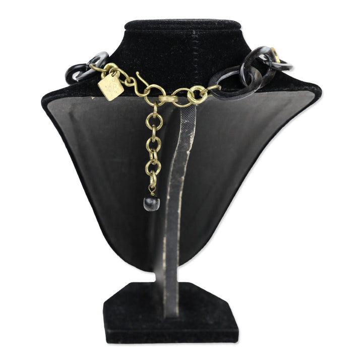 Ashley Pittman AP Kenya Horn and Brass Oval Link Snake Necklace