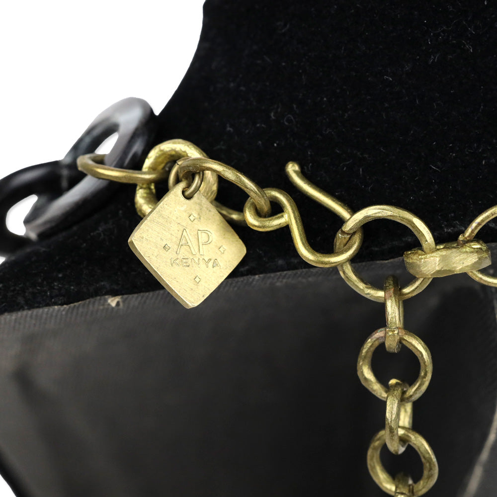Ashley Pittman AP Kenya Horn and Brass Oval Link Snake Necklace