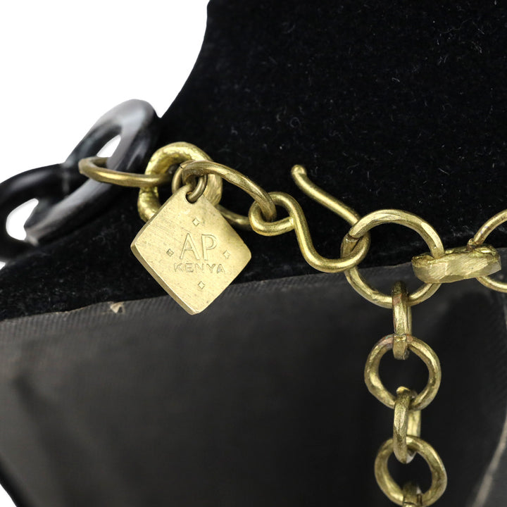 Ashley Pittman AP Kenya Horn and Brass Oval Link Snake Necklace