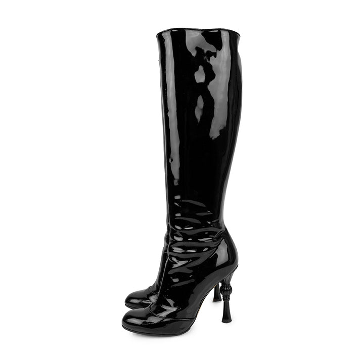 Dolce & Gabbana Black Patent Leather Knee High Boots