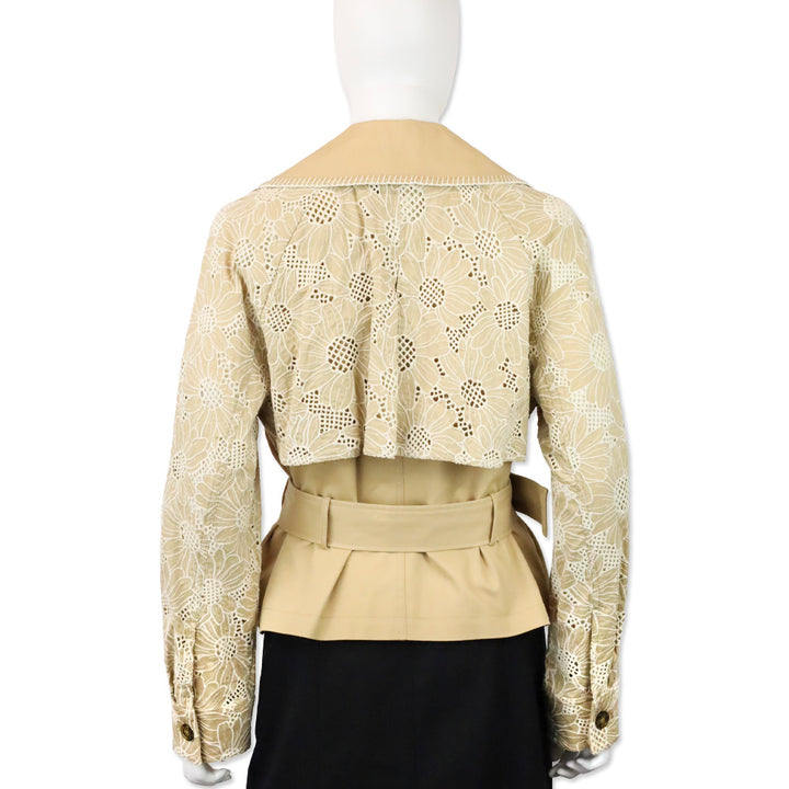 Avec Les Filles Beige Cropped Combo Trench Jacket