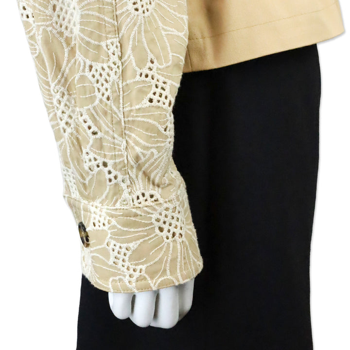 Avec Les Filles Beige Cropped Combo Trench Jacket