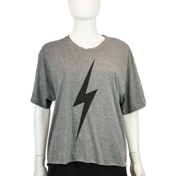 Aviator Nation Grey Lightning Bolt Boyfriend Tee