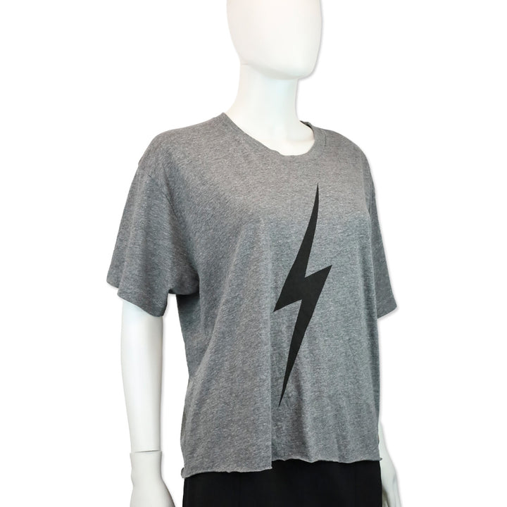 Aviator Nation Grey Lightning Bolt Boyfriend Tee