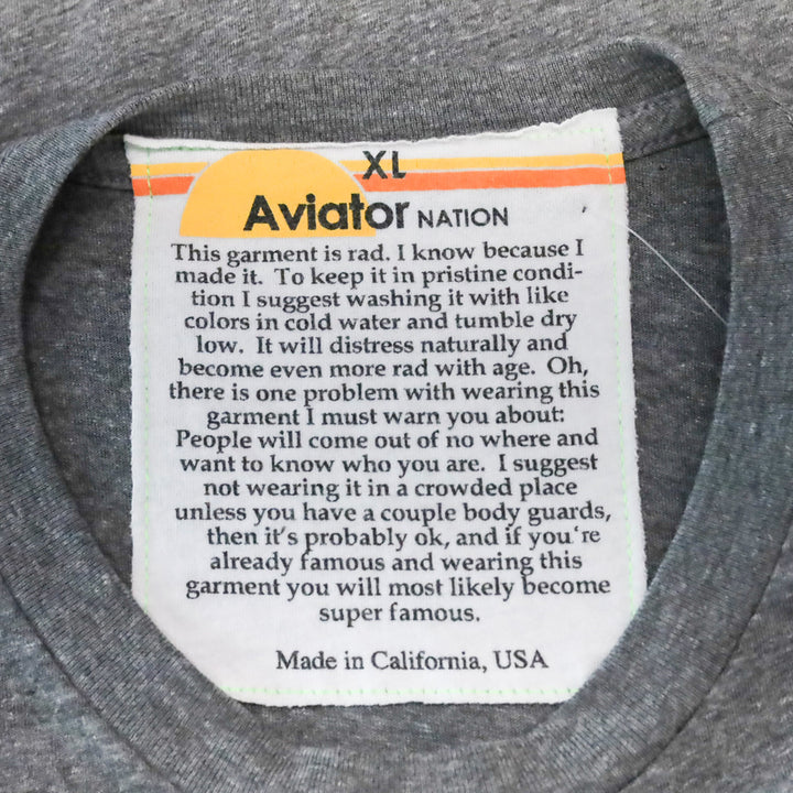Aviator Nation Grey Lightning Bolt Boyfriend Tee