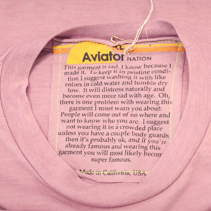 Aviator Nation Mauve Purple Rainbow Heart Stitch Boyfriend Tee