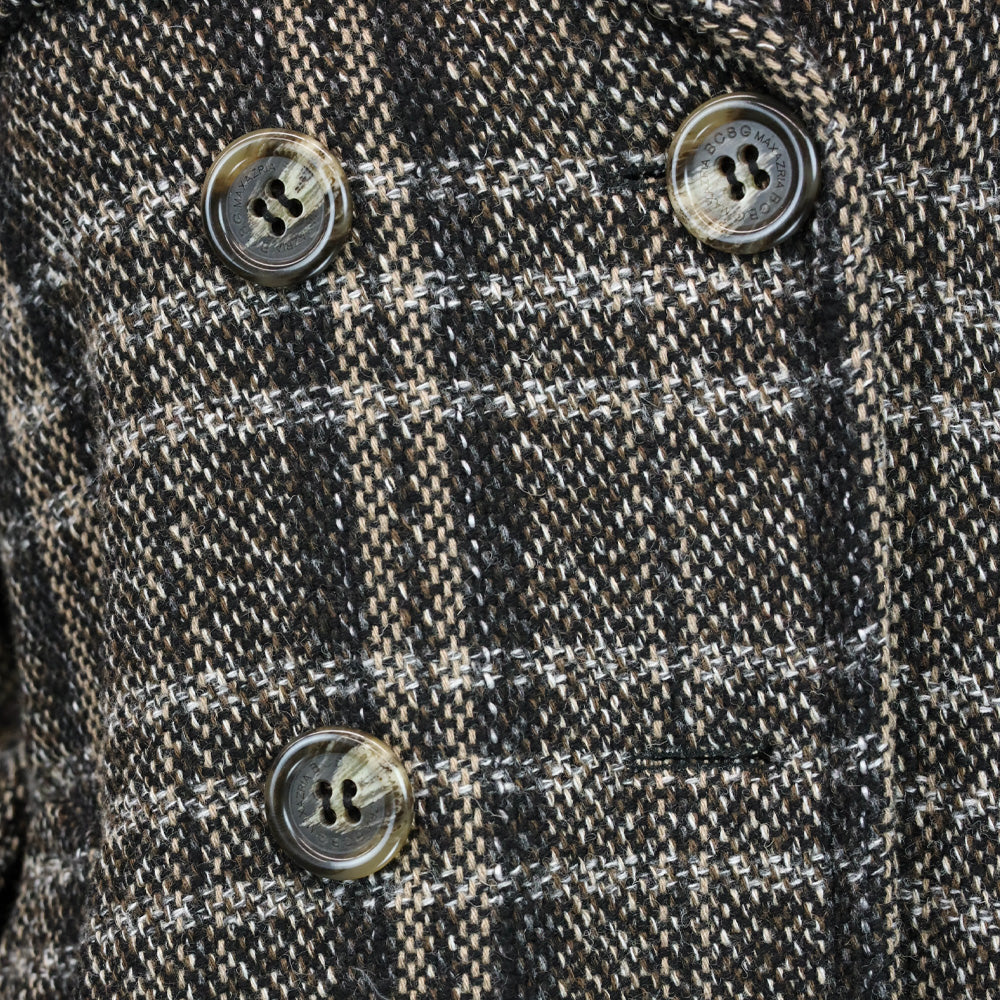 BCBGMaxazria Brown/Multi-Color Tweed Fur Trim 3/4 Sleeve Jacket