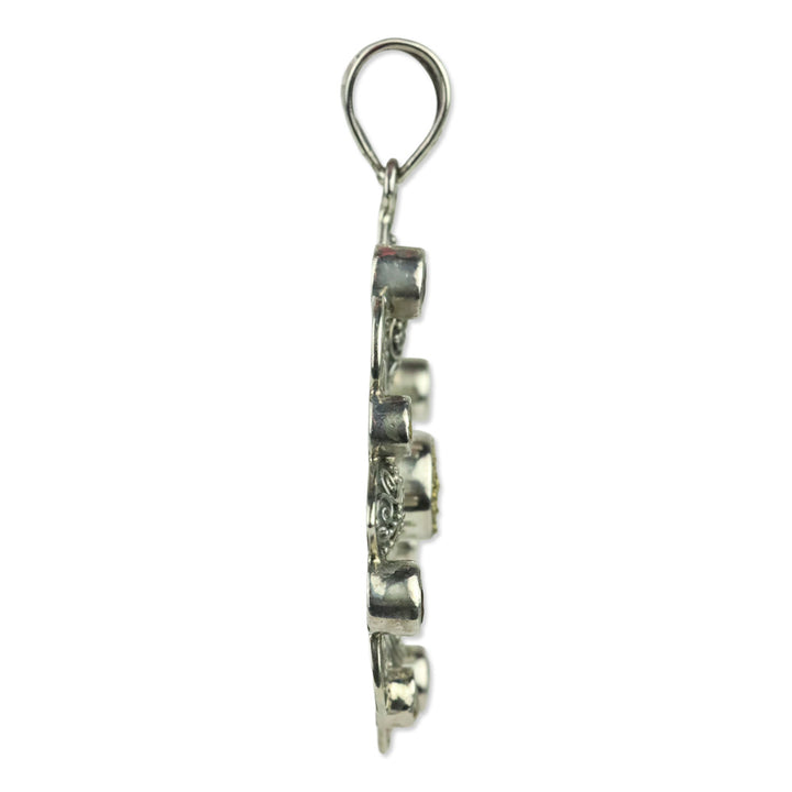 BC Sterling Silver Garnet & Citrine-Tone Filigree Flower Pendant
