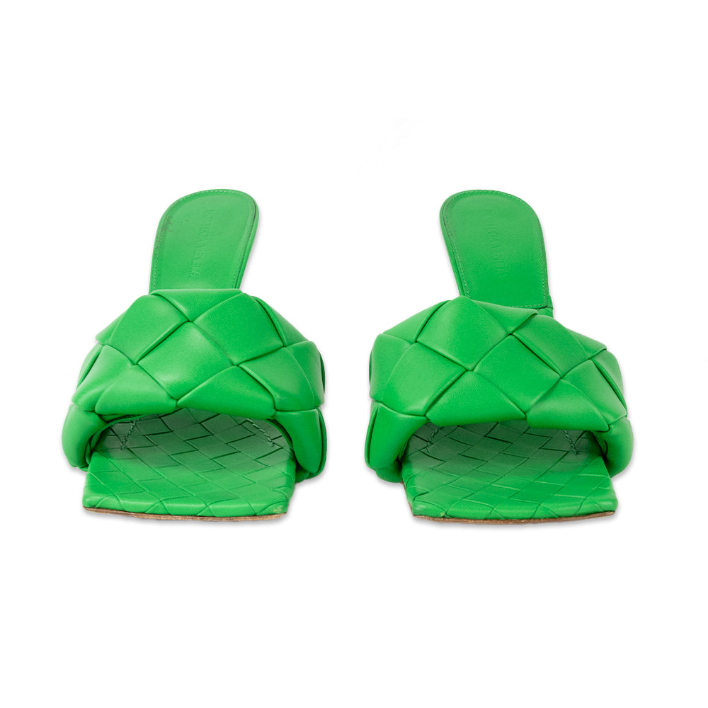 Bottega Veneta Green The Lido Maxi Intrecciato Leather Sandals