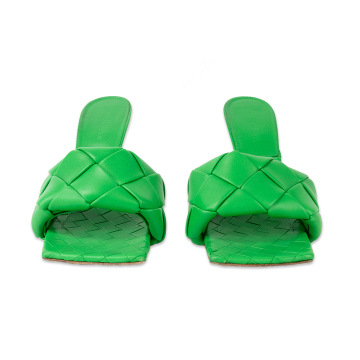 Bottega Veneta Green The Lido Maxi Intrecciato Leather Sandals