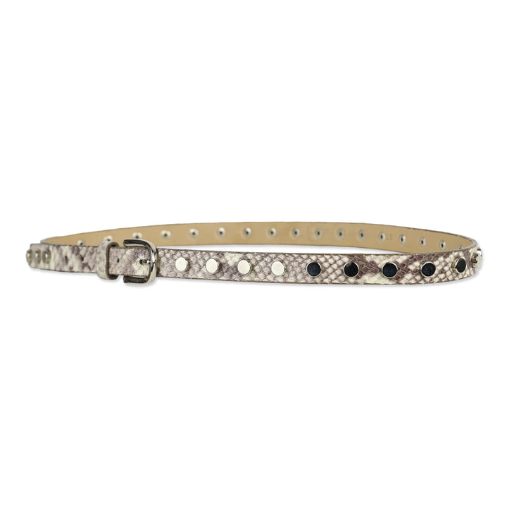 BRAVE Leather Grey Snakeskin Silver Studded Belt