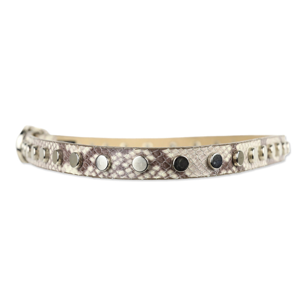 BRAVE Leather Grey Snakeskin Silver Studded Belt