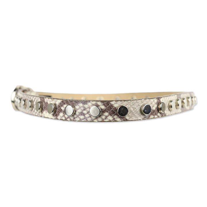BRAVE Leather Grey Snakeskin Silver Studded Belt