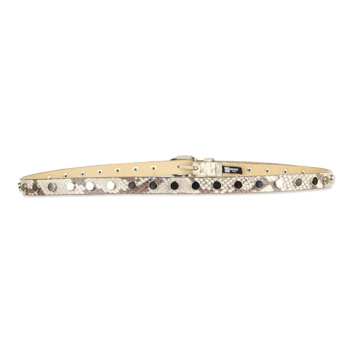 BRAVE Leather Grey Snakeskin Silver Studded Belt