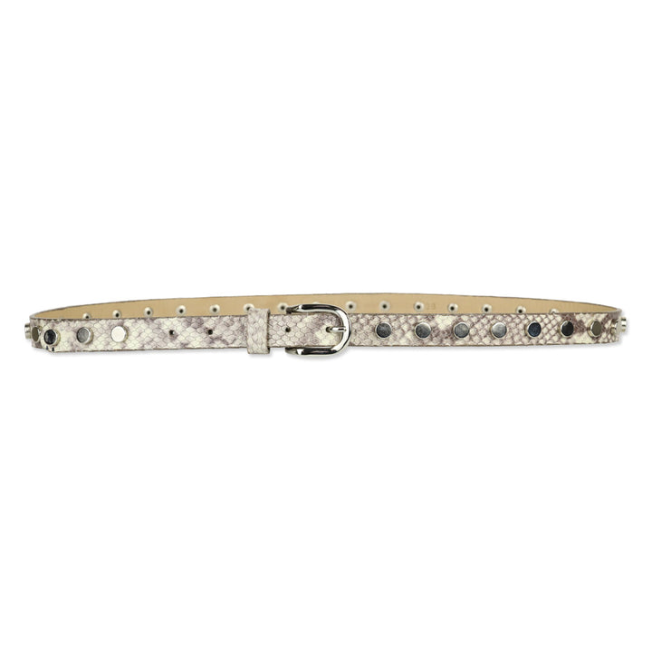 BRAVE Leather Grey Snakeskin Silver Studded Belt