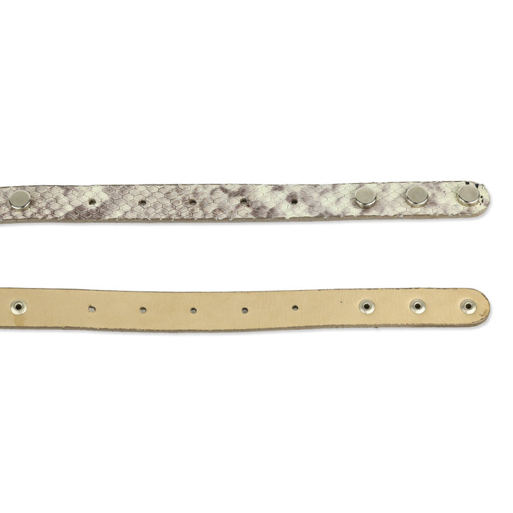 BRAVE Leather Grey Snakeskin Silver Studded Belt