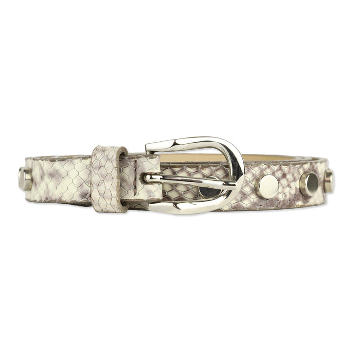 BRAVE Leather Grey Snakeskin Silver Studded Belt