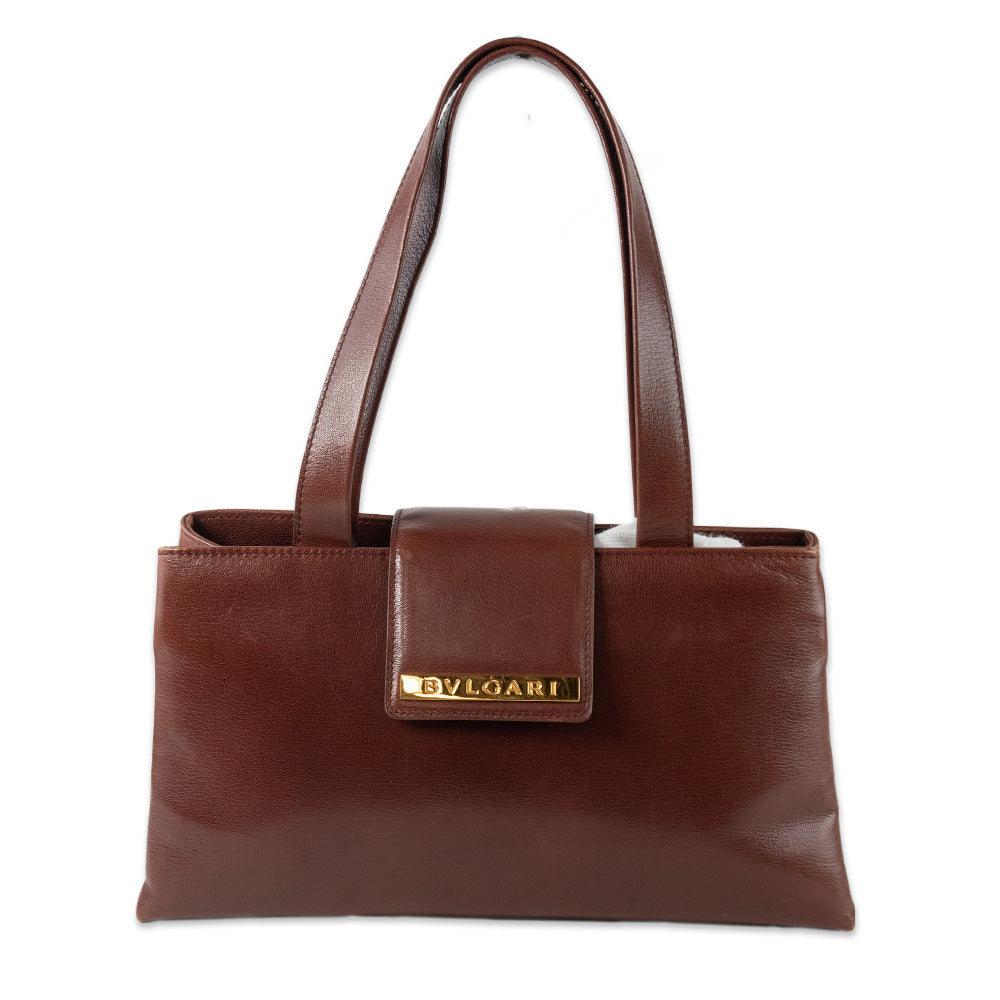 BVLGARI Brown Leather Shoulder Bag