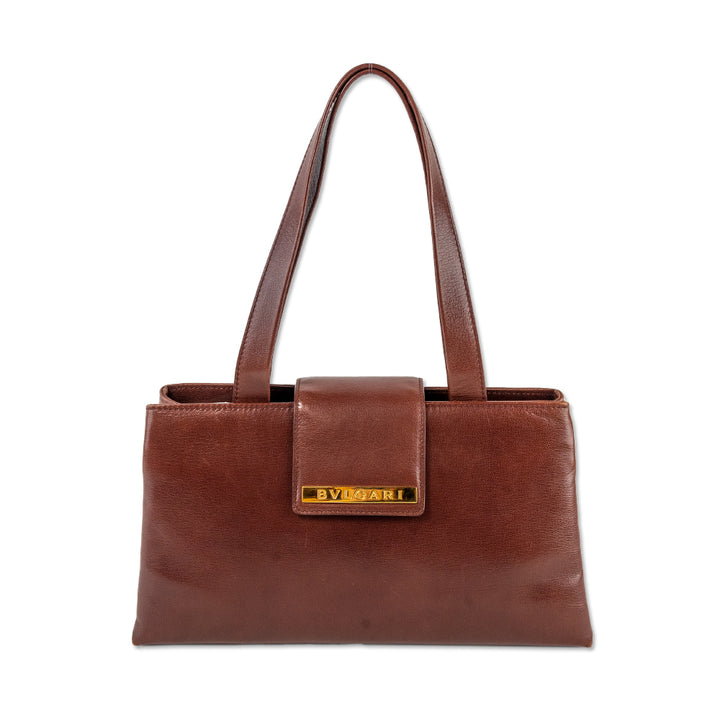 BVLGARI Brown Leather Shoulder Bag