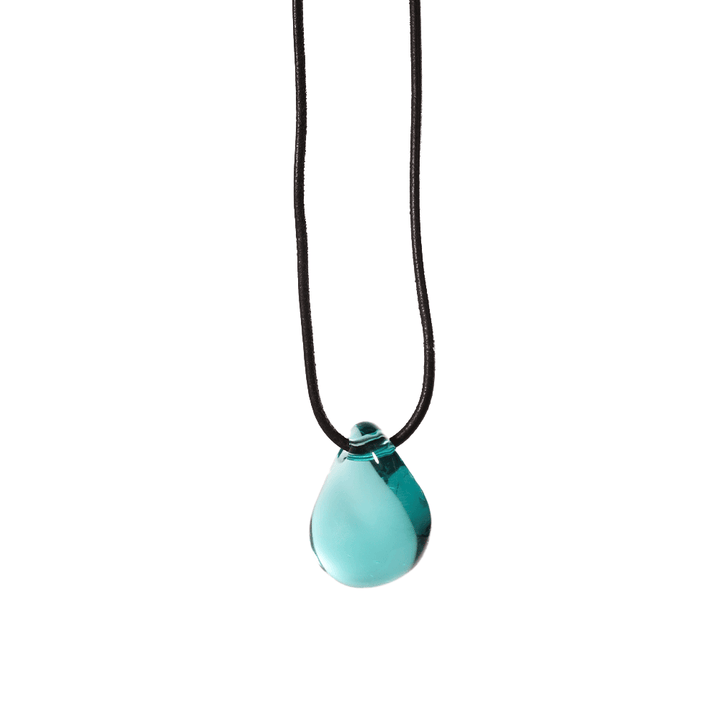 Baccarat Turquoise Galet Sculpted Crystal Pendant Necklace