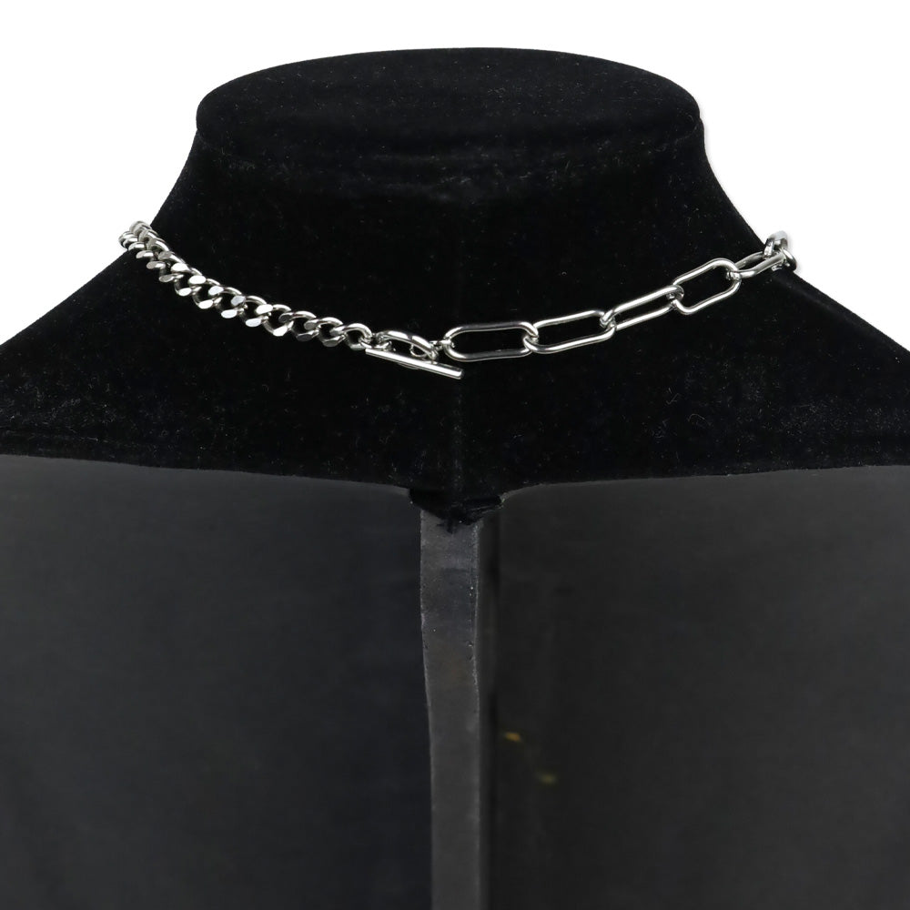 Baccarat Sterling Cuban & Paperclip Chain Link with Crystal Flower Pendant Necklace