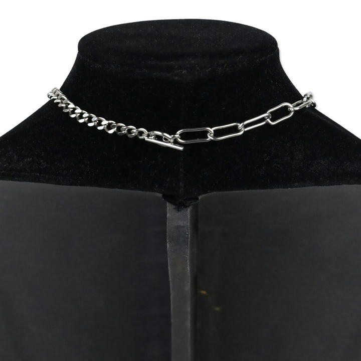 Baccarat Sterling Cuban & Paperclip Chain Link with Crystal Flower Pendant Necklace