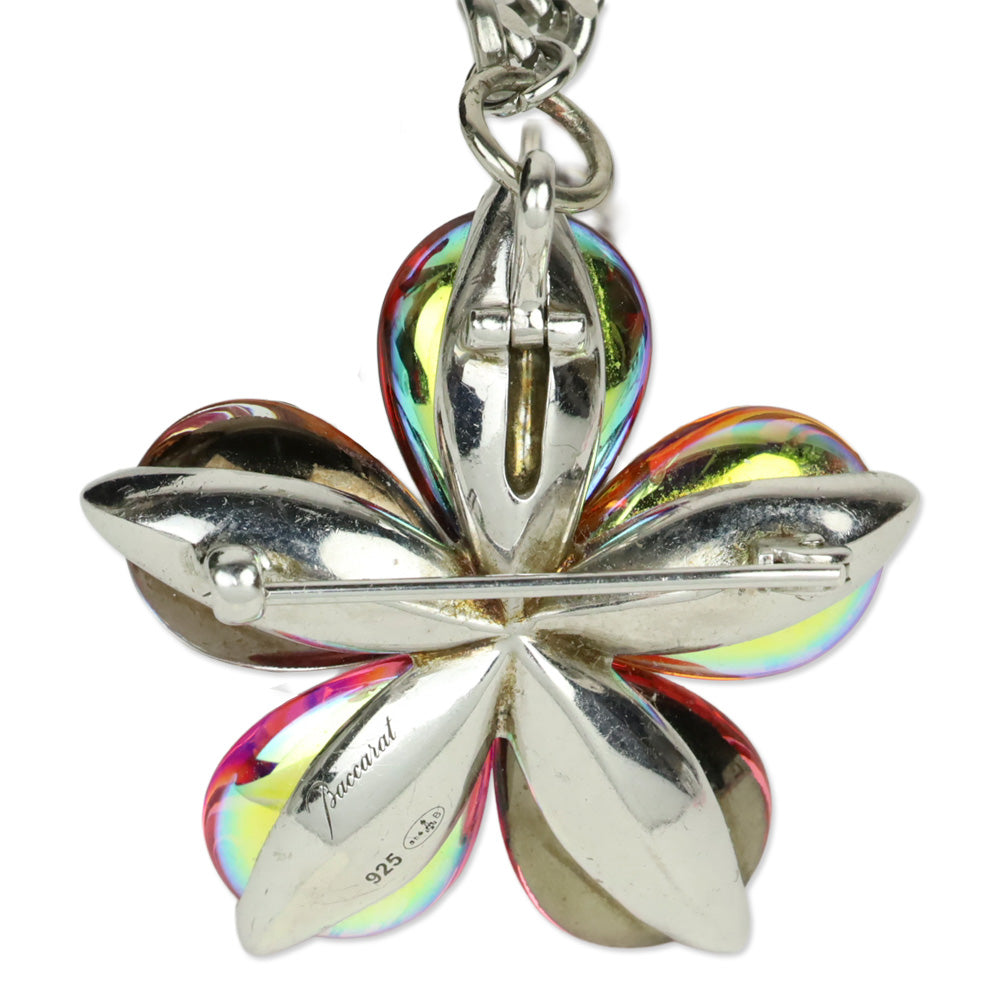 Baccarat Sterling Cuban & Paperclip Chain Link with Crystal Flower Pendant Necklace