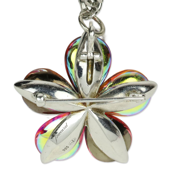 Baccarat Sterling Cuban & Paperclip Chain Link with Crystal Flower Pendant Necklace