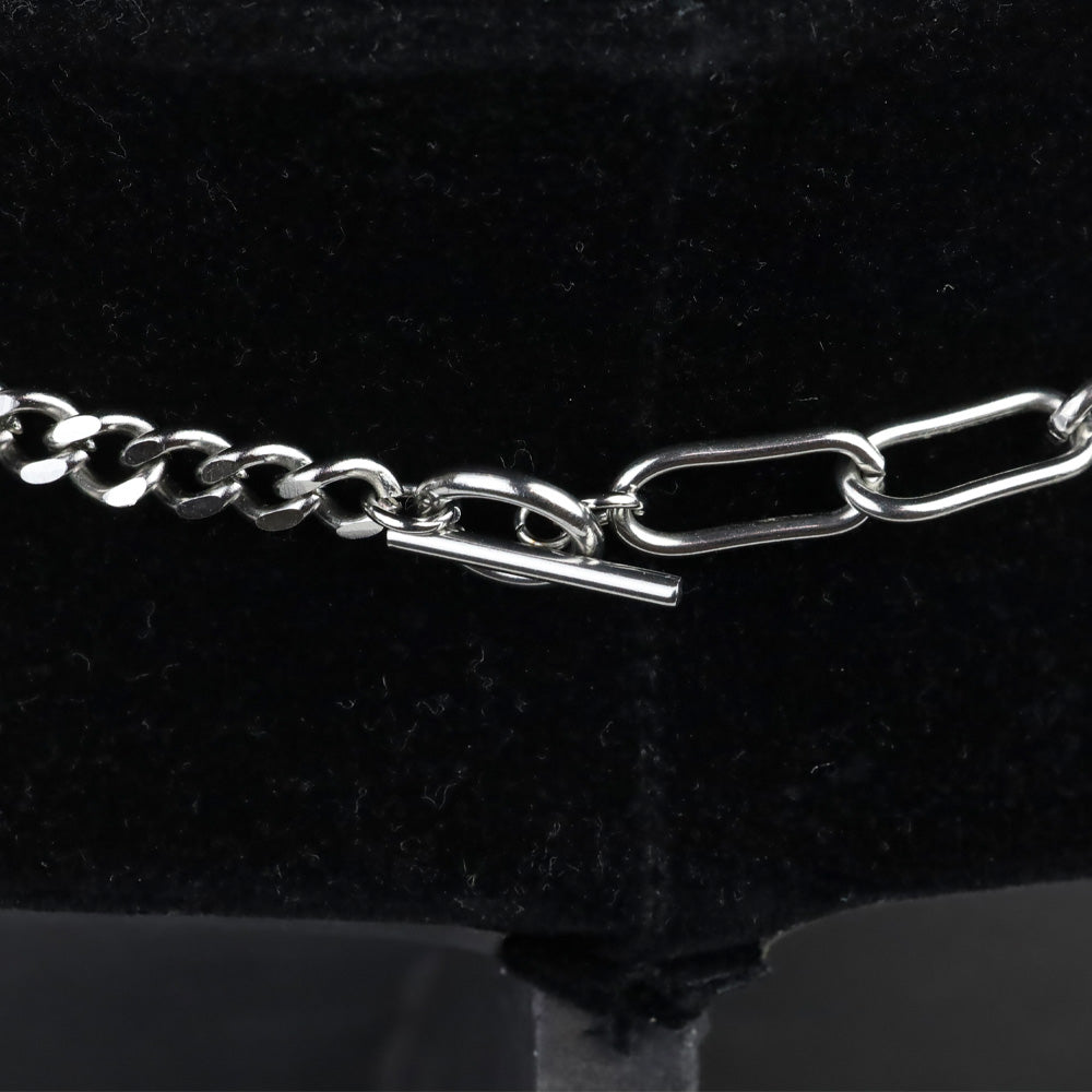 Baccarat Sterling Cuban & Paperclip Chain Link with Crystal Flower Pendant Necklace