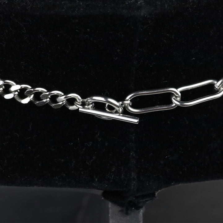 Baccarat Sterling Cuban & Paperclip Chain Link with Crystal Flower Pendant Necklace