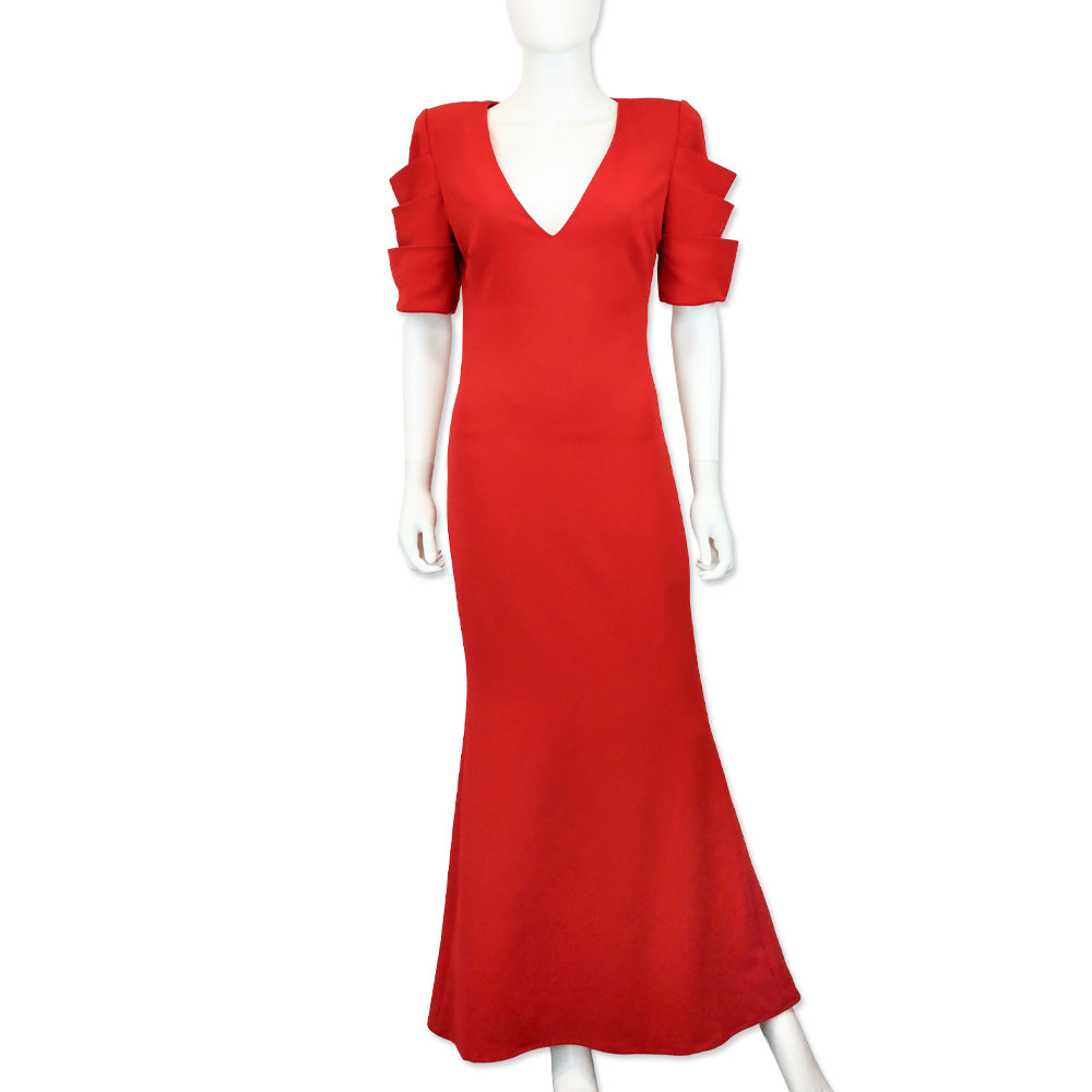 badgley mischka dress red Badgley Mischka Luxe Coat Dress Gown, Size: 0 in Red